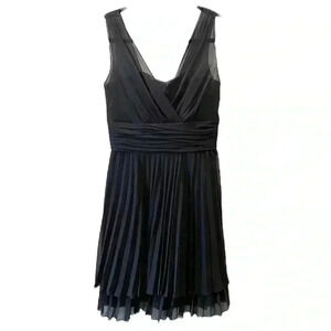 Selina Studio Little Black Dress Sheer Pleated Flowy Sleeveless LBD Size 4  NWT